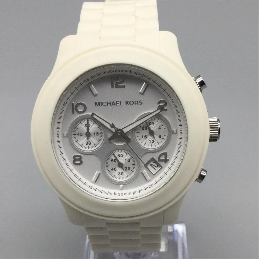 Michael Kors MK-5292 Womens Watch 42mm White Chronograph New Battery